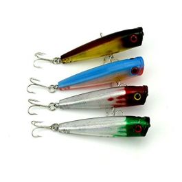 LENPABY Pack of 8 Floating Hard Plastic Baits Topwater Chugger/popper  Fshing Lures for Bass and Trout Japan Carbon Hook 6.5cm/2.56/6.6g