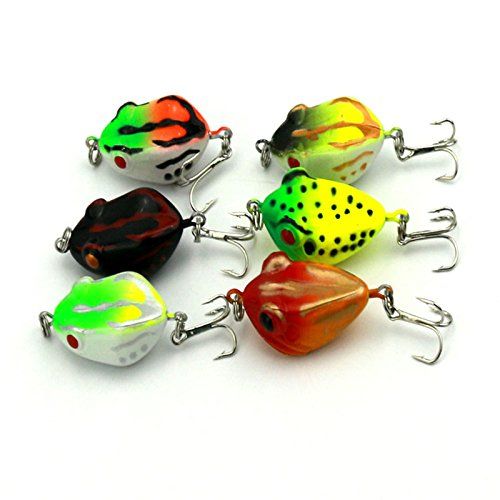 LENPABY 6pcs/lot Toad Soft Plastic Fishing Lures Hollow Body Topwater Frog  Bass Bait 4cm/1.57/6g