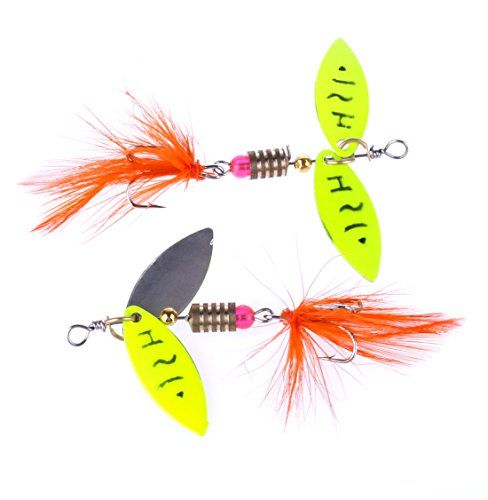 Fishing Spinner Spoon Lures Rotatable Inline Bass Trout Fishing Tackle Baits 7.8CM-11G Spinners,Spinnerbaits,Blade Spinner Baits LENPABY 5PCS feather fishing hooks,Rooster Tail 