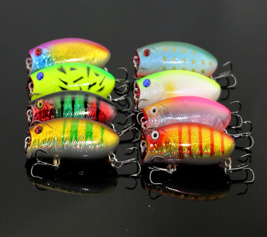 LENPABY 5PCS Artificial Fishing Lures Kit 3D Fishing Eyes Popper Crankbait Vibe Sinking Lure for Bass Trout Walleye Redfish Boxed lure bait7.5CM-10G Popper Floating Lure Surface Topwater Hard Fishing 