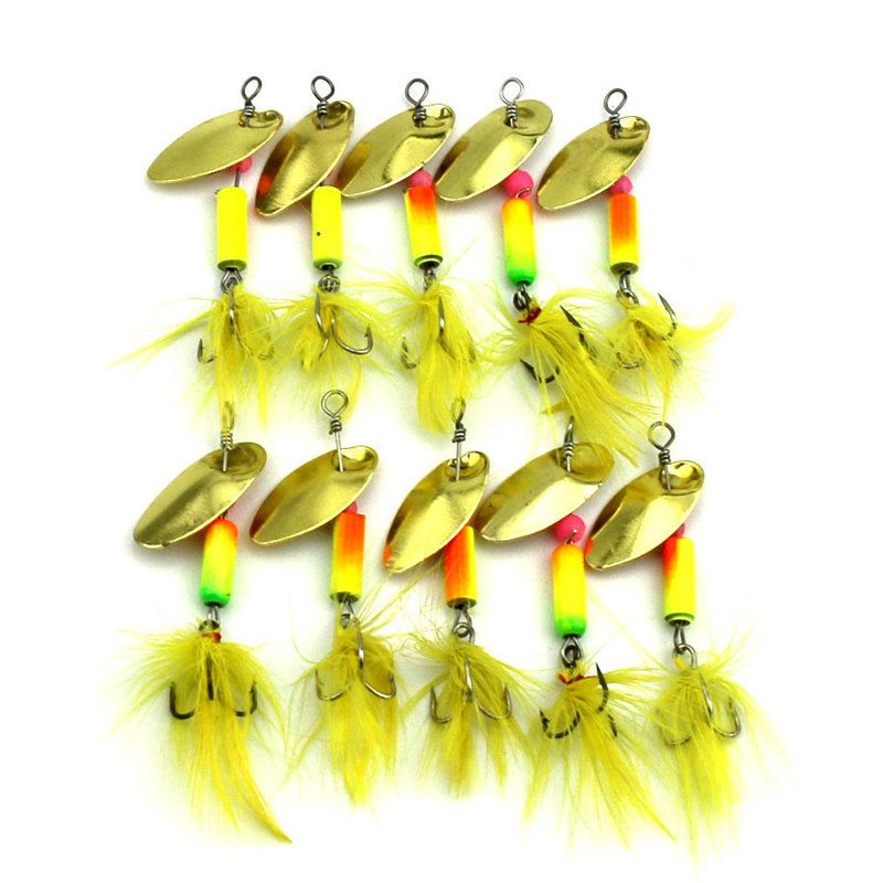 LENPABY 10PCS Lures Spinners Spinnerbaits metal fishing spoons