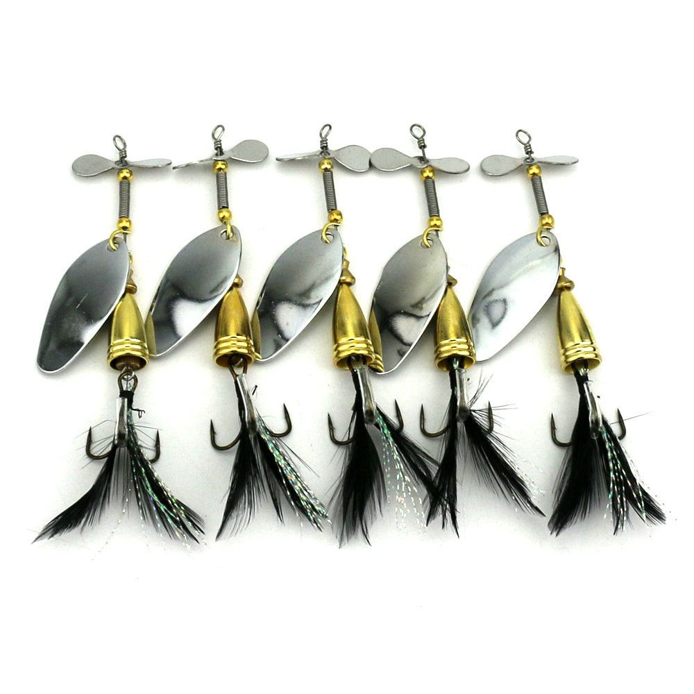 LENPABY 5PCS Lures Spinners Spinnerbaits metal fishing spoons bait
