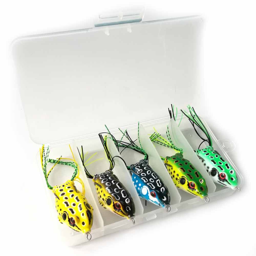 Details about    5pcs Frog Lure Ray Frog Topwater Fishing Crankbait Lures/Artificial Soft Bait 