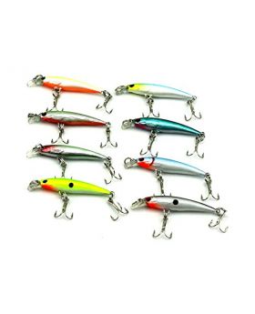 LENPABY 8pcs/lot Shallow Diving Hard Plastic Minnow Fishing Lures Japan Hooks Sinking Baits Saltwater/freshwater for Salmon Trout 5cm/1.97"/2.1g