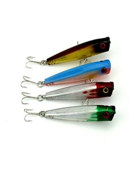 LENPABY Pack of 8 Floating Hard Plastic Baits Topwater Chugger/popper Fshing Lures for Bass and Trout Japan Carbon Hook 6.5cm/2.56"/6.6g