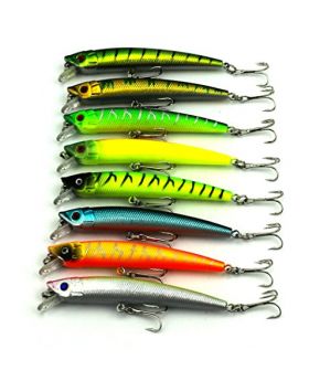 LENPABY 8pcs hard minnow fishing lures bass wobbler pike carp trout perch catfish fishing baits 9.5CM 7.8G