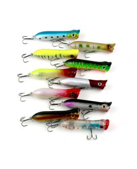 LENPABY 10PCS Artificial Fishing Lures Kit  3D Fishing Eyes Popper Crankbait Vibe Sinking Lure for Bass Trout Walleye Redfish 11G  8CM Surface Topwater Hard Fishing