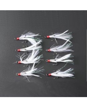 LENPABY 4# fishing jigs 40pcsFeather Fishing Treble Hooks for Saltwater Freshwater High Carbon Steel different Fish Hook