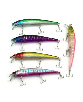 LENPABY 5PCS Hard Baits Swimbaits Boat Topwater Lures Inshore Large Hard Bait Minnow Lures with Three Triple Pronged Hooks 12CM