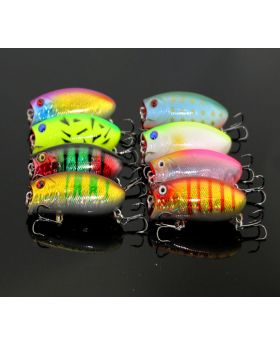 LENPABY 8PCS Popper Floating Lure 6CM 10.4G Artificial Fishing Lures Kit 3D Eyes Hard Popper Lures For Saltwater Freshwater Surface Topwater Hard Fishing