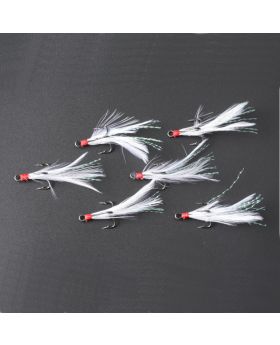 LENPABY 6# fishing jigs 40pcs Feather Fishing Treble Hooks for Saltwater Freshwater High Carbon Steel different Fish Hook