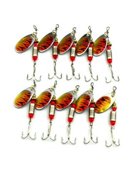LENPABY 10PCS  Lures Spinners Spinnerbaits  metal fishing spoons bait Sequin fishing lures 6.4cm Blade Spinner Baits5.1g Fishing Lures Bass Spoon Crank Bait Saltwater Freshwate  Tackle Hooks