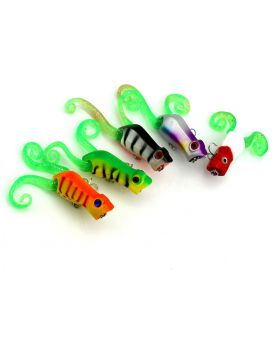 LENPABY 5PCS 10.2G 5.5CM Two tailed wave fake fishing bait Lure Bait Surface Topwater Hard Fishing Popper Swimbait with Realistic 3D Tridimensional Design
Surface Topwater Hard Fishing