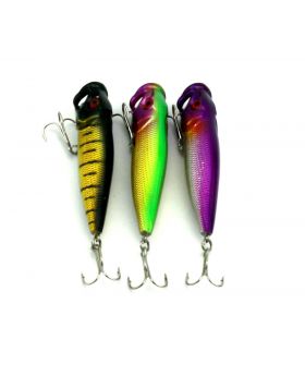 LENPABY 3PCS Popper Floating Lure 9CM 12.5G Lure Bait Surface Topwater Hard Fishing Popper Swimbait with Realistic 3D Tridimensional Design
Surface Topwater Hard Fishing