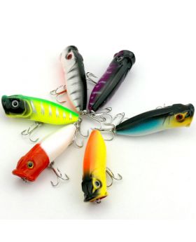 LENPABY 6PCS Popper Floating Lure 11.8G 6.5CM Artificial Fishing Lures Kit  3D Fishing Eyes Popper Crankbait Vibe Sinking Lure for Bass Trout Walleye RedfishSurface Topwater Hard Fishing