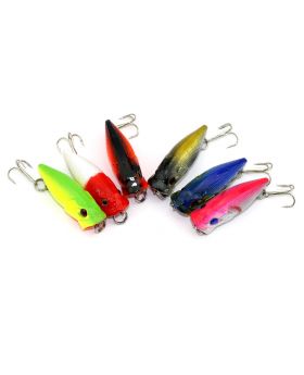 LENPABY 6PCS Popper Floating Lure 3G 3.5CM Popper Fishing Lures Set  Treble Hooks Fishing Tackle SetSurface Topwater Hard Fishing
