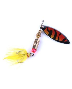 LENPABY 5pcs Original Rooster Tail Spinnerbait Lure with Sequins Paillette Spoon Fishing Lures Spinner Baits Kit Saltwater/freshwater for Bass Trout 8cm/3.15"/6g