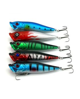 LENPABY 10PCS Popper Floating Lure 9cm 12G  Popper Fishing Lures Set   Treble Hooks Fishing Tackle SetSurface Topwater Hard Fishing